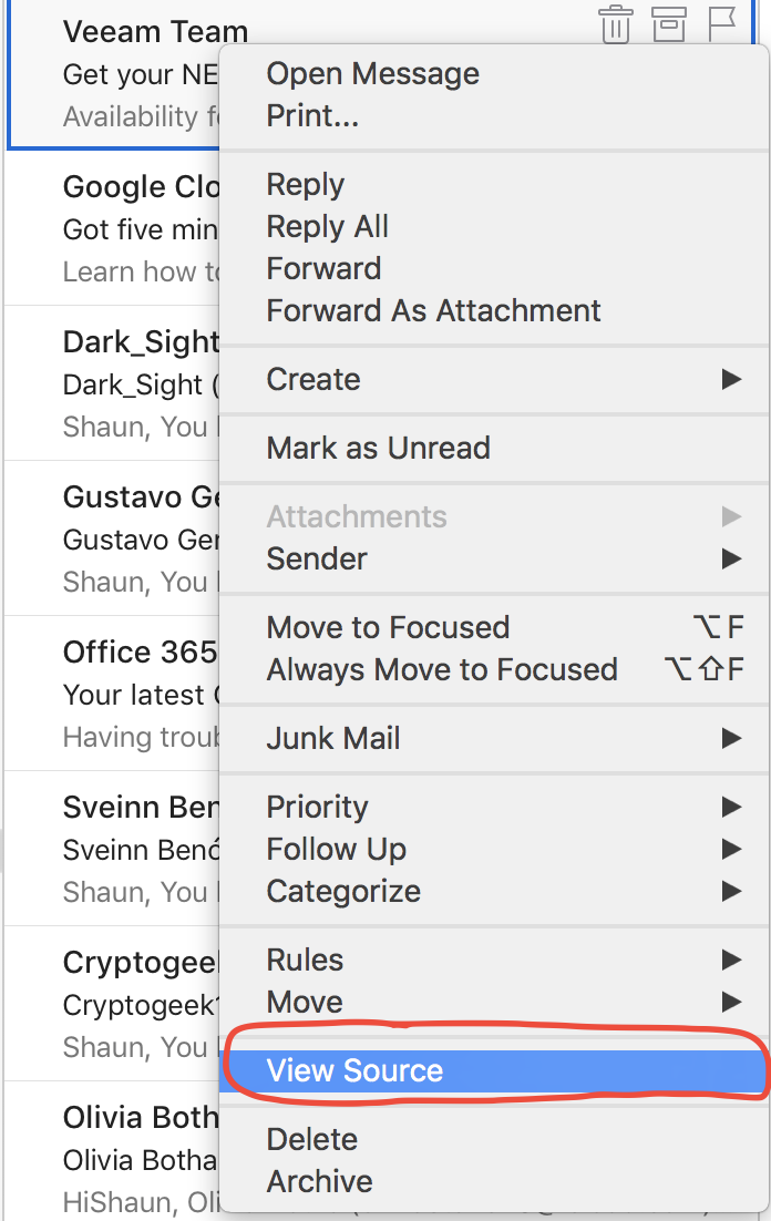 outlook for mac view message headers
